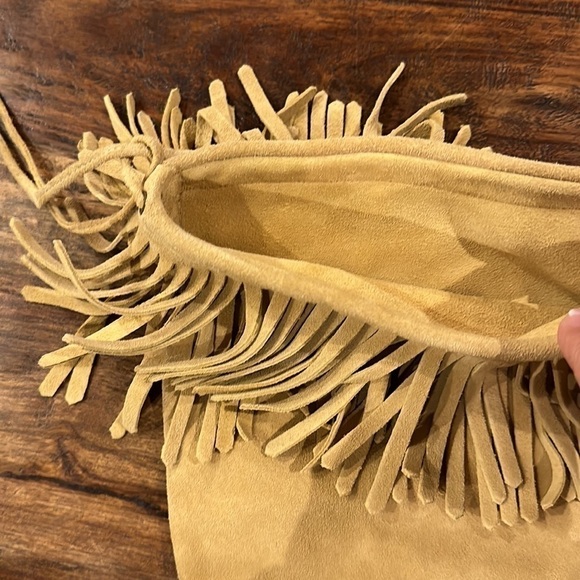 Daniblack Festival Fringe Suede Leather Boots in Camel Sz9 - Picture 6 of 8